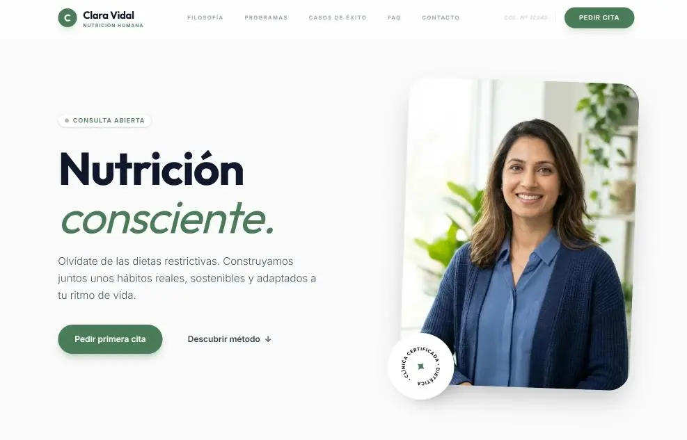 Ejemplo de diseño web premium y desarrollo a medida para clínicas y empresas B2B en Barcelona